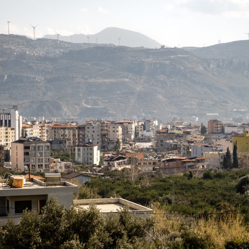 The city skyline changed when an earthquake caused collapsed buildings in the southeastern Turkish town of Samandag. IMB Photo