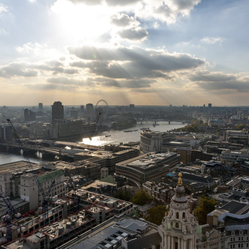 View of London from St. Paul’s Cathedral in London, England.